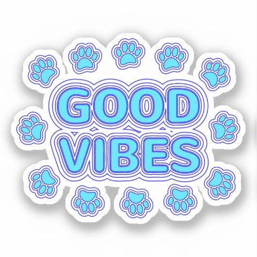 Sticker Good Vibes Empreintes de pattes de chiens caricatu (Recto)