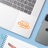 Sticker Good Vibes esthétique orange (Ordinateur portable avec iPhone)