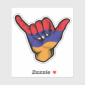 Sticker Good Vibes Shaka Hand Armenia Flag (Feuille)
