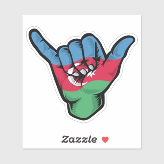 Sticker Good Vibes Shaka Hand Azerbaijan Flag (Feuille)