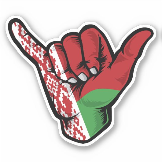 Sticker Good Vibes Shaka Hand Belarus Drapeau (Devant)