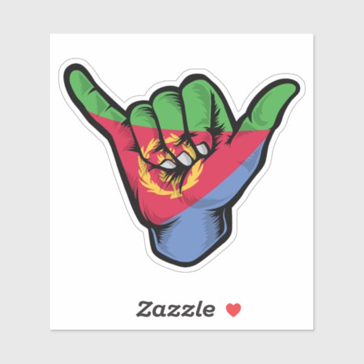 Sticker Good Vibes Shaka Hand Érythrée Drapeau (Feuille)