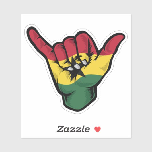 Sticker Good Vibes Shaka Hand Ghana Flag (Feuille)