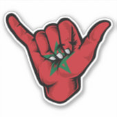 Sticker Good Vibes Shaka Hand Morocco Drapeau (Devant)