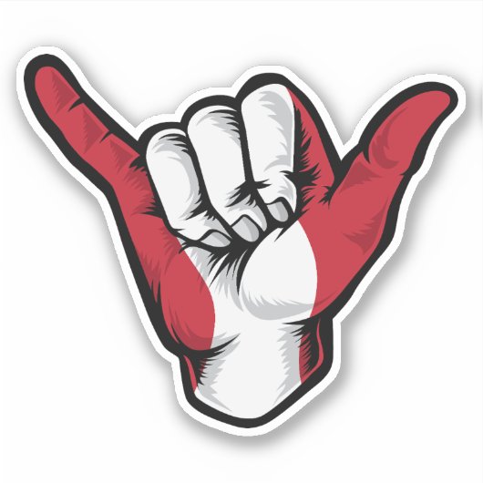 Sticker Good Vibes Shaka Hand Peru Flag (Devant)