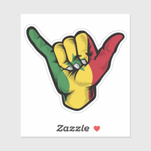 Sticker Good Vibes Shaka Hand Sénégal (Feuille)