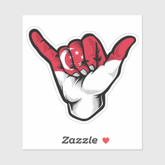 Sticker Good Vibes Shaka Hand Singapore Flag (Feuille)