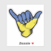 Sticker Good Vibes Shaka Hand Ukraine Flag (Feuille)