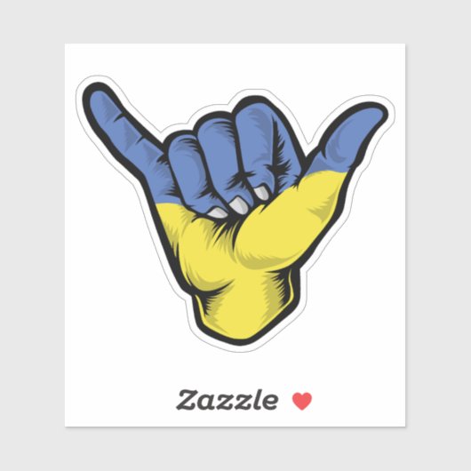 Sticker Good Vibes Shaka Hand Ukraine Flag (Feuille)