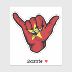 Sticker Good Vibes Shaka Hand Vietnam Flag