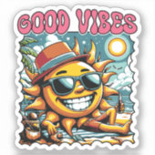 Sticker Good Vibes - Sunshine - Été rétro (Recto)