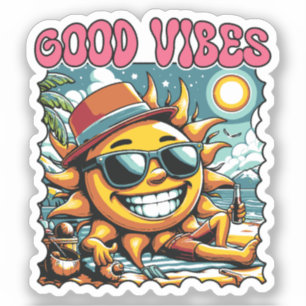 Sticker Good Vibes - Sunshine - Été rétro