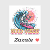 Sticker Good Vibes - Surf - Vibes d'été (Feuille)