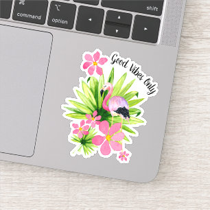 Sticker Good Vibes Uniquement Flamant rose rose Vinyl
