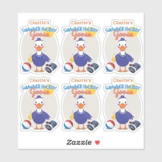 Sticker Goose Summer Holiday Fun Cute Personnalisé (Feuille)