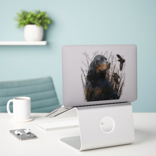 Sticker Gordon Setter, compagnon de chasse (Ordinateur portable sur le bureau)