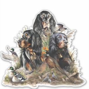Sticker Gordon Setters, Passion pour les oiseaux, Art