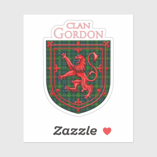 Sticker Gordon Tartan Scottish Plaid Lion Rampant (Feuille)