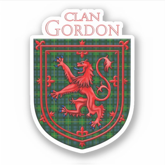 Sticker Gordon Tartan Scottish Plaid Lion Rampant (Devant)