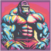 Sticker Gorilla Bodybuilder Lifter Pop Art Dessin (Recto)