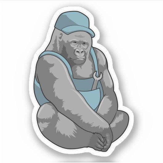 Sticker Gorilla comme artisan avec clé (Devant)