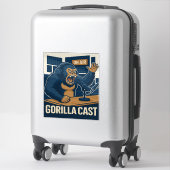 Sticker Gorilla Podcast en studio drôle de podcaster (Sur valise)