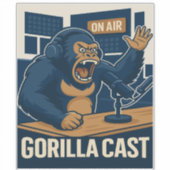 Sticker Gorilla Podcast en studio drôle de podcaster (Devant)