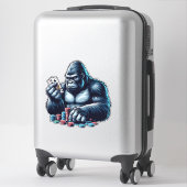 Sticker gorilla singe jouer aux cartes poker casino (Sur valise)