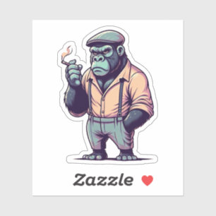 Sticker gorille gangster, animaux fous