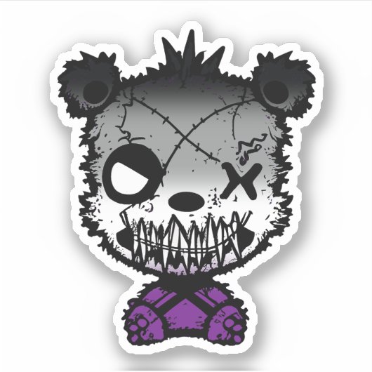 Sticker Goth Asexué Fierté Drapeau Ours de couleur (Devant)