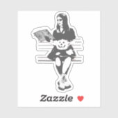 Sticker Goth fille avec une tête de citrouille diabolique  (Feuille)