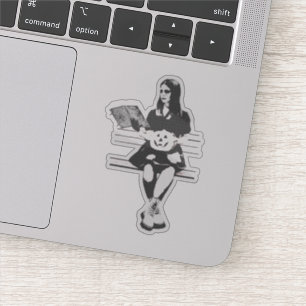 Sticker Goth fille avec une tête de citrouille diabolique 