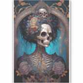 Sticker Goth Skeleton Skull Woman Gothique (Devant)