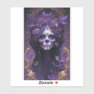 Sticker Goth Skull Woman Dark Imaginaire Art