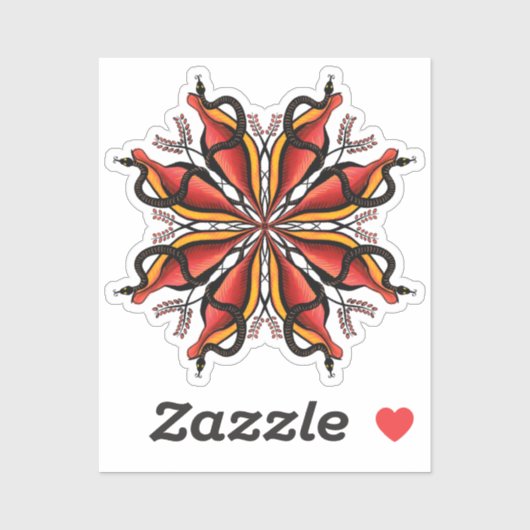 Sticker Goth Snakes Flower Tattoo Style (Feuille)