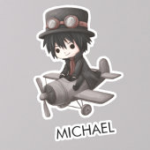 Sticker Gothic Boy Pilot flies Airplane Personalized Anime