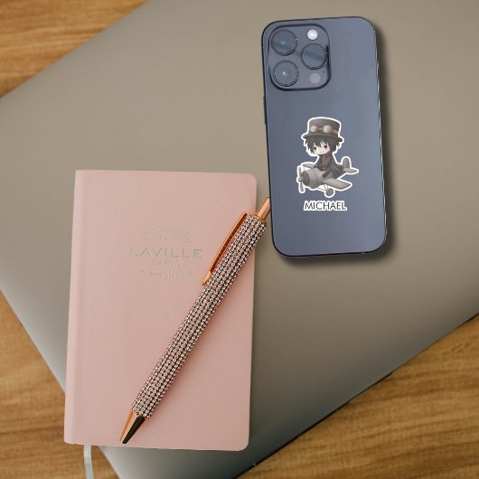 Sticker Gothic Boy Pilot flies Airplane Personalized Anime