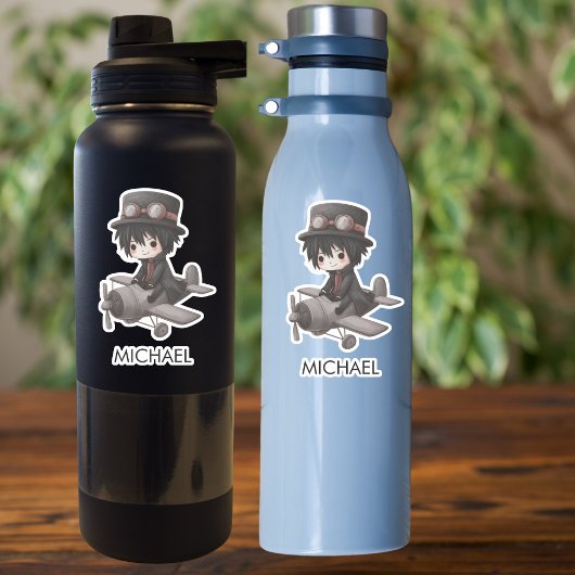 Sticker Gothic Boy Pilot flies Airplane Personalized Anime