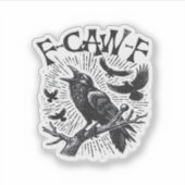 Sticker Gothic Crow F-Caw-F Humor Funny Essential Retro Cl (Devant)