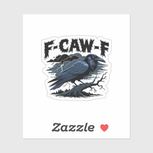 Sticker Gothic Crow Funny Humor F-Caw-F Essential Minimal  (Feuille)
