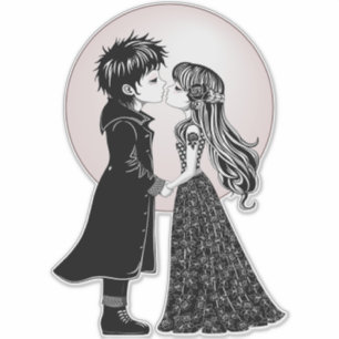Sticker Gothique Emo Enfants Kiss Valentine's Day