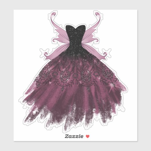 Sticker Gothique Fairy Fuchsia Gown | Punk Rock rose Magen (Feuille)