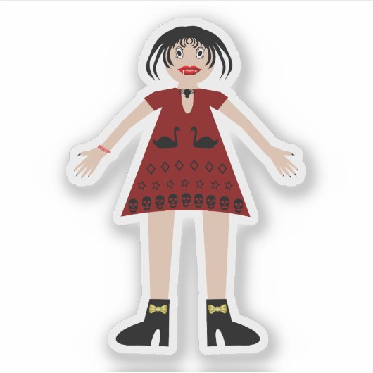 Sticker Gothique Halloween Vampire Lady (Devant)