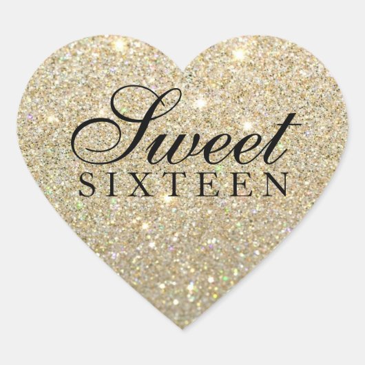 Sticker - Gouden Glitter Fab Sweet 16 (Voorkant)