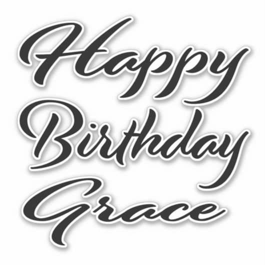 Sticker Grace Name Prénom Anniversaire de la Broderie noir (Devant)