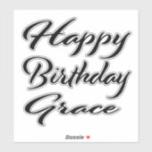 Sticker Grace Name Prénom Anniversaire de la Broderie noir (Feuille)