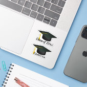 Sticker Grad Cap Graduation (Ordinateur portable avec iPhone)