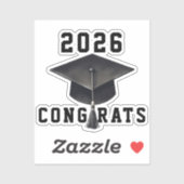 Sticker Graduation 2025 noir blanc casquette félicitations (Feuille)