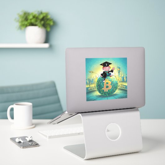 Sticker Graduation Bitcoin (Ordinateur portable sur le bureau)