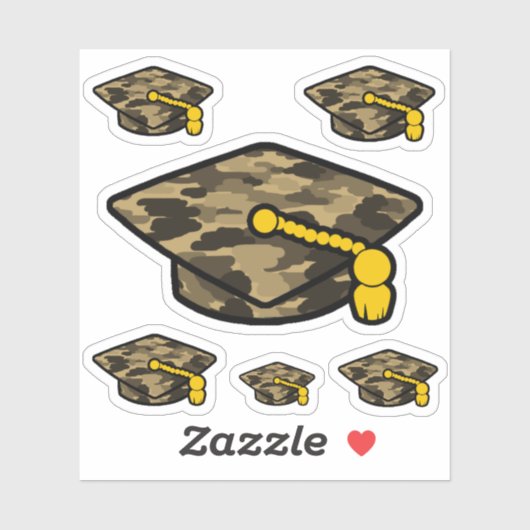 Sticker Graduation Cap Khaki Camo (Feuille)